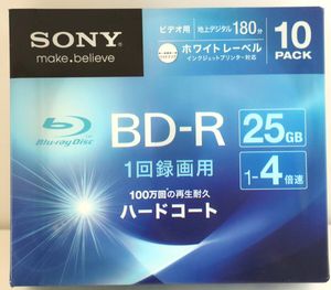新品　SONY ブルーレイディスク ビデオ用 BD-R 10PACK 1回録画用　１～４倍速