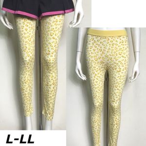 即決新品 レディース レギンス 10分 イエロー柄 L-LL 送料無料