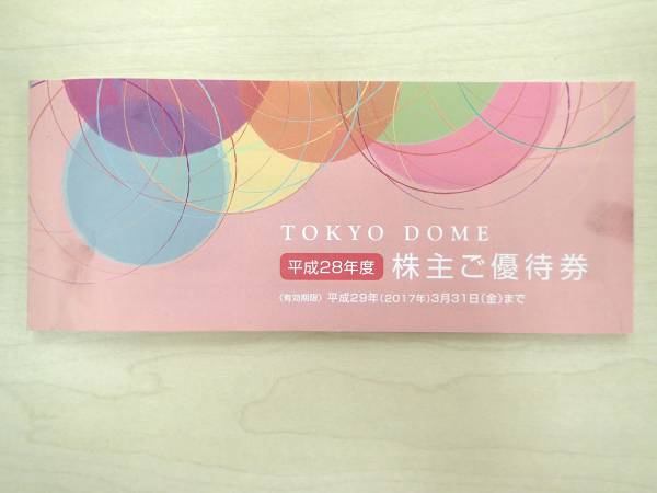 送料無料 東京ドーム 株主ご優待券 乙 1冊 平成29年3月31日まで