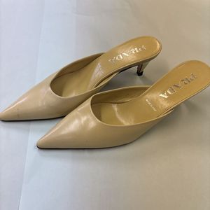 PRADA プラダ　ミュール　レザー　ヒール37(24㎝) イエロー系　