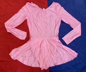 X Lサイズ　PINK　iEFiEL製　Aライン　スポーツバレエダンス用レディース光沢　長袖フリ
