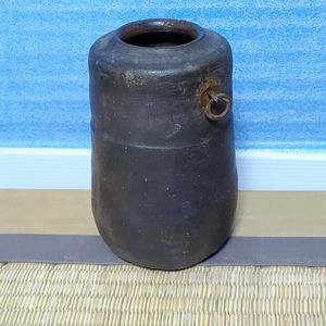 備前焼 花器 金重陶陽 分銅印 在銘 花瓶 置物 高さ約14cm 陶器 管理