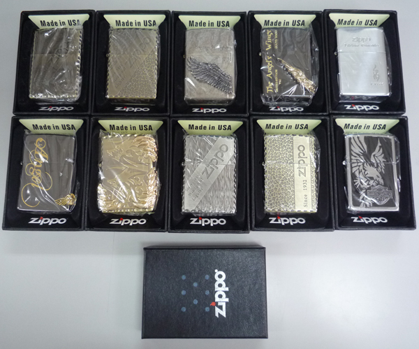 １円 新品 ZIPPOオイルライター 10個 (箱・説明書付き) Bセット