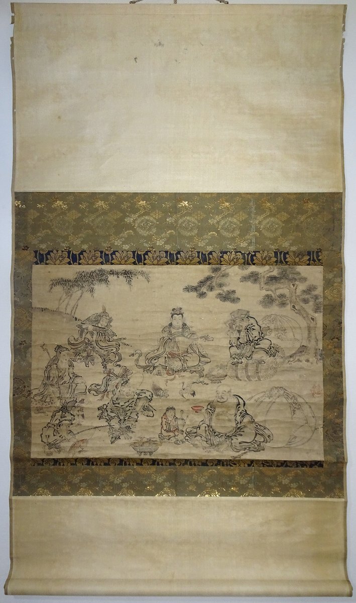 真筆】☆狩野探幽 『宮内卿法印』琴高仙人図 ☆肉筆絹本 狩野派 検