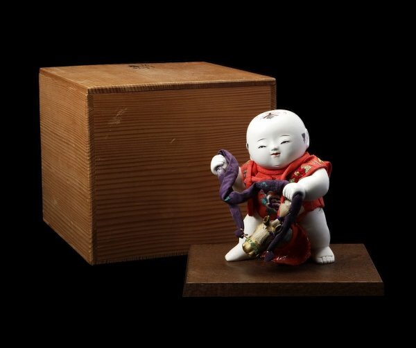 □有職御雛京人形司 平安 福三郎作 364御所人形 『春駒』 共箱□(御所