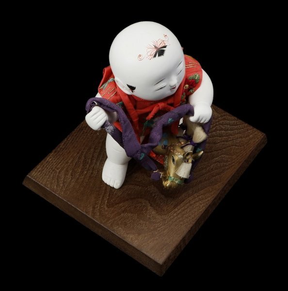 □有職御雛京人形司 平安 福三郎作 364御所人形 『春駒』 共箱□(御所