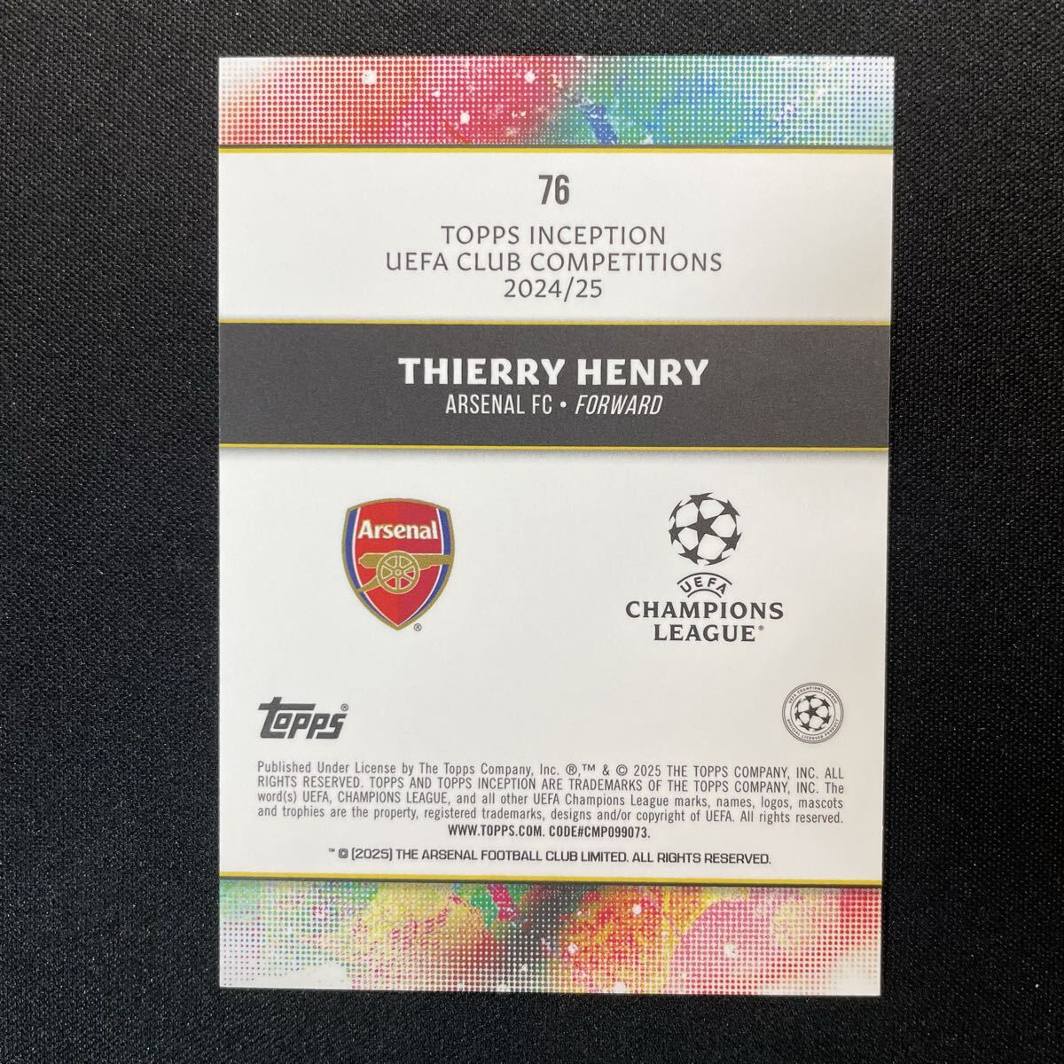 2024-25 Topps Inception UEFA Thierry Henry Arsenal ティエリ