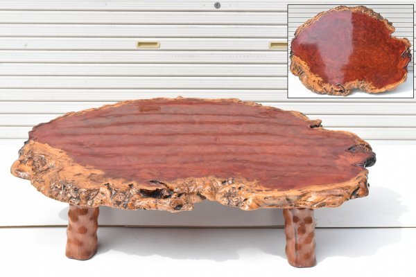 時代 花梨瘤 140×105cm テーブル 花梨 一枚板 瘤杢目 リビングテーブル