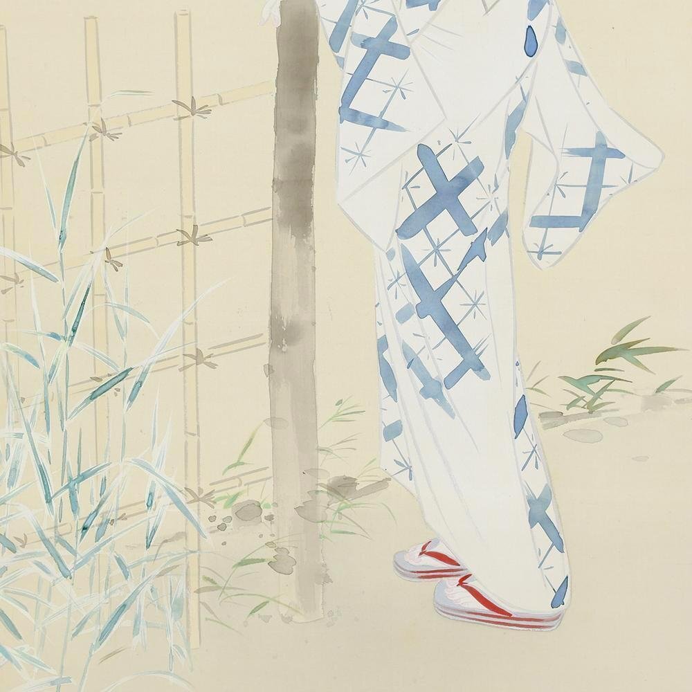 真作】【WISH】伊東深水「蛍」日本画 掛軸 絹本 金泥仕様◇東京美術