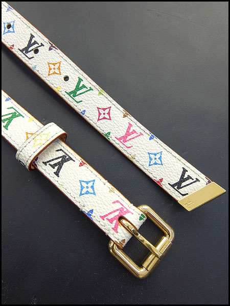 Louis Vuitton マルチカラー ベルト 90/36 美品 ルイヴィトン モノグラムマルチカラーベルト90/36白系10436