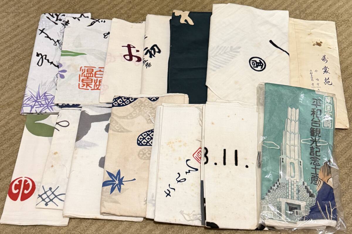 手ぬぐい 手拭い 生地 古布 粗品 昭和レトロ 長期保管品　83枚まとめ売り 昭和レトロ 手ぬぐい 手拭い 約40枚 セット ダブりあり レトロ