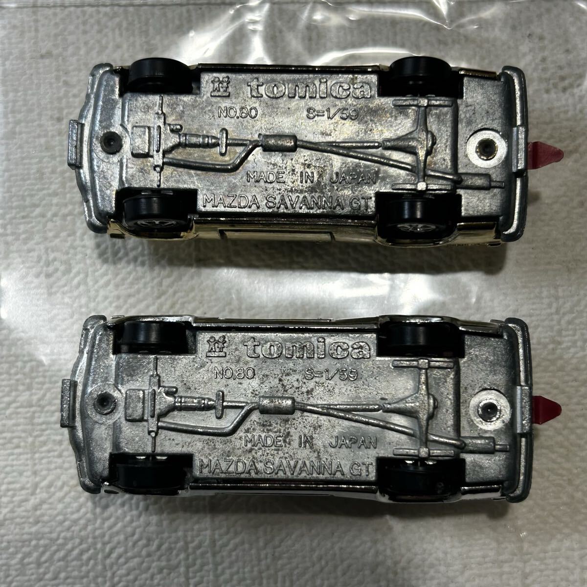 当時物新品 黒箱 トミカ マツダ サバンナ GT 1/59 No.80 金 銀 メッキ