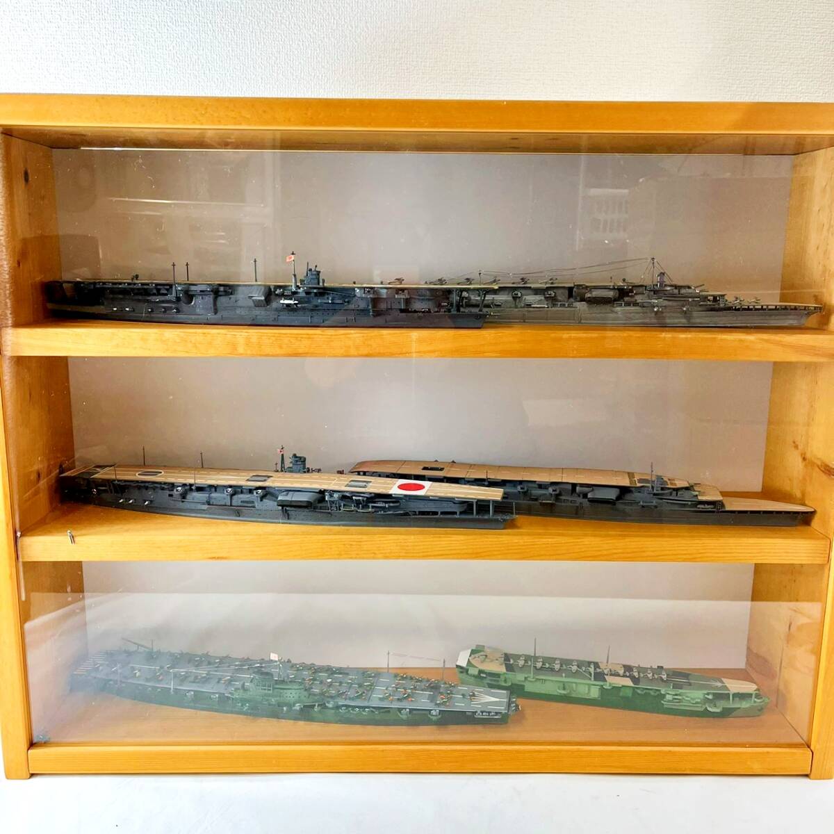 日本海軍 航空母艦 模型 6隻セット ガラス風ケース付 1/700前後 赤城