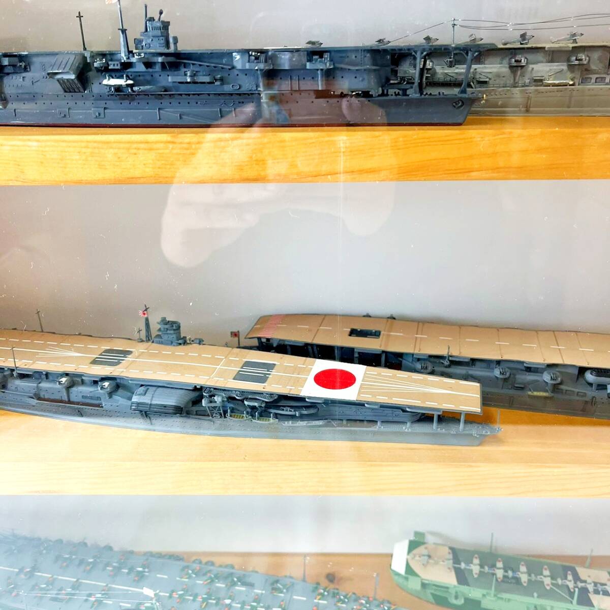 日本海軍 航空母艦 模型 6隻セット ガラス風ケース付 1/700前後 赤城