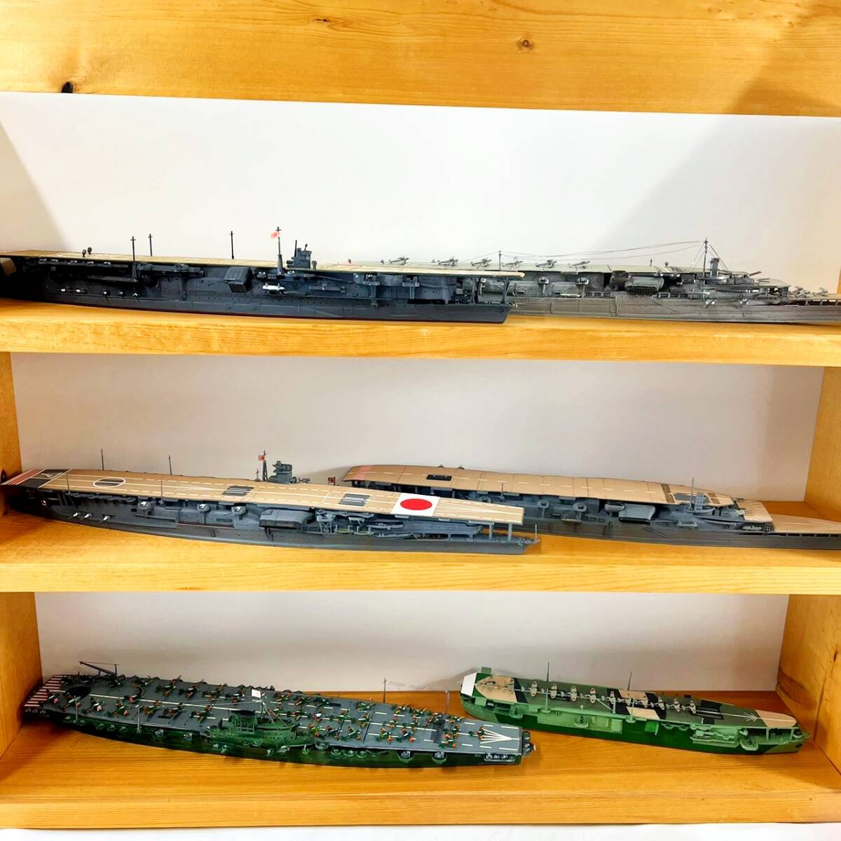 日本海軍 航空母艦 模型 6隻セット ガラス風ケース付 1/700前後 赤城