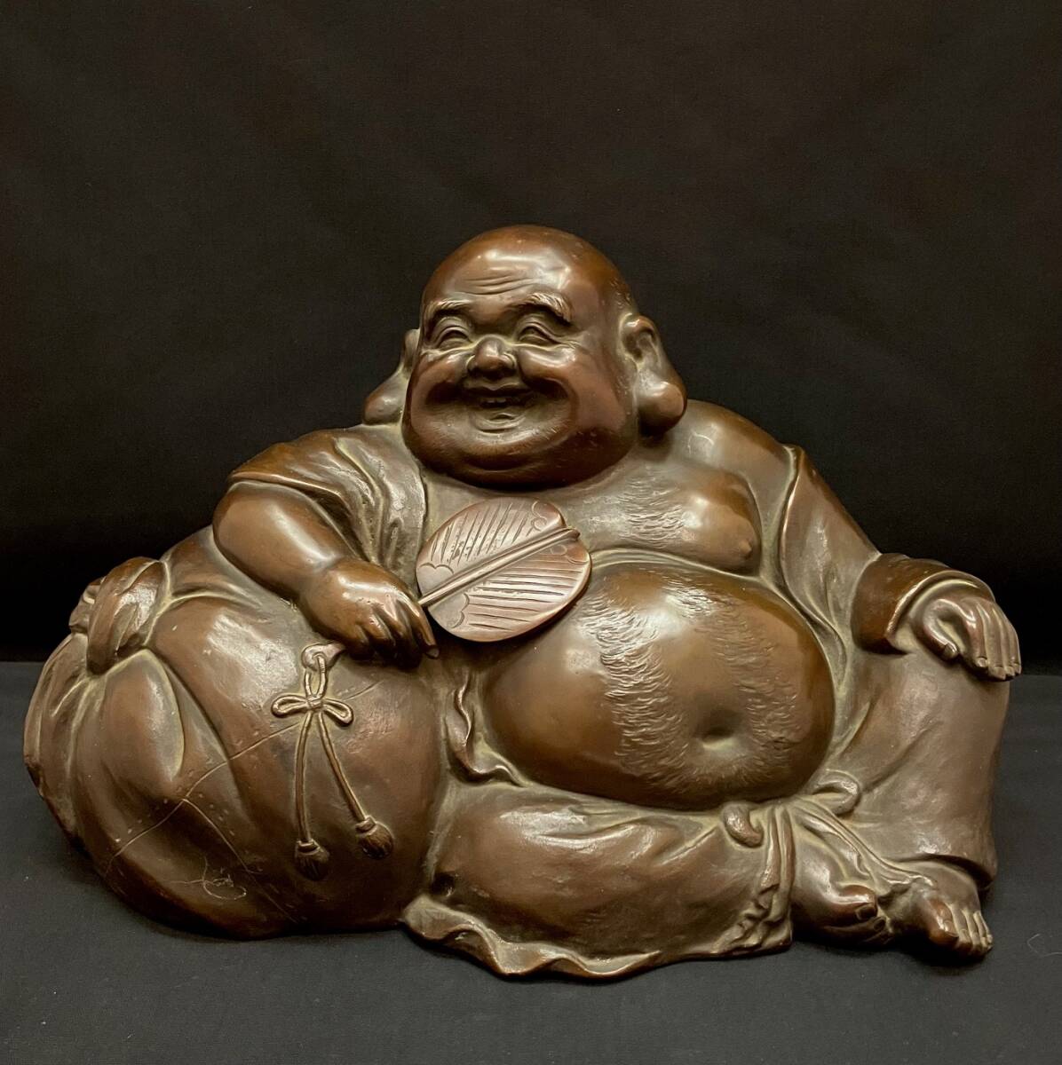 銅製 金工師 清風作 仏像 布袋孫 布袋様 置物 6.05kg 装飾品 唐銅