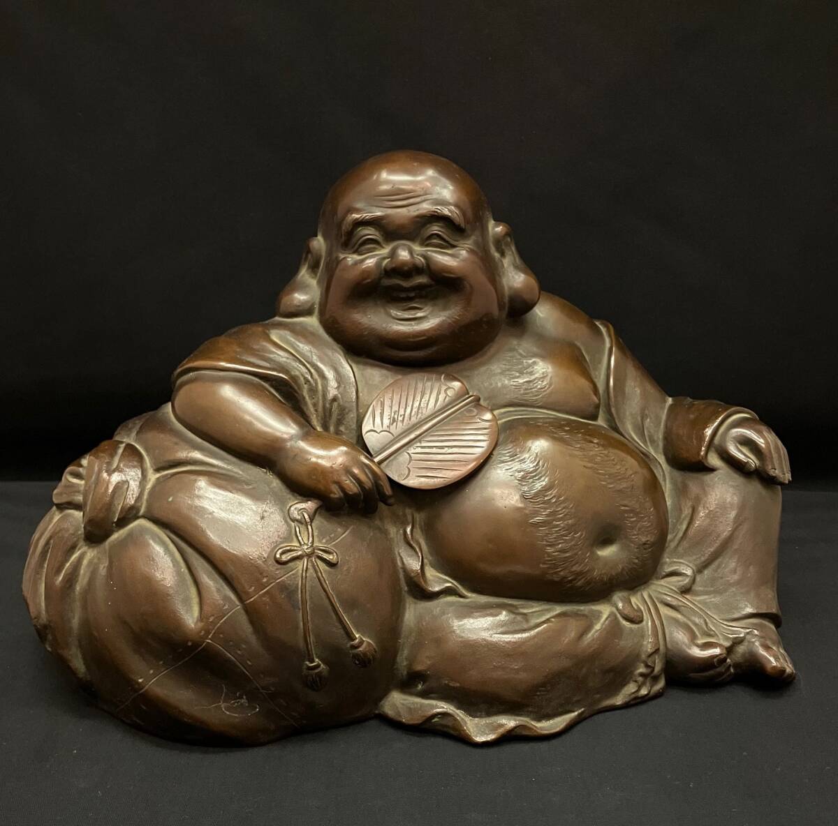 銅製 金工師 清風作 仏像 布袋孫 布袋様 置物 6.05kg 装飾品 唐銅