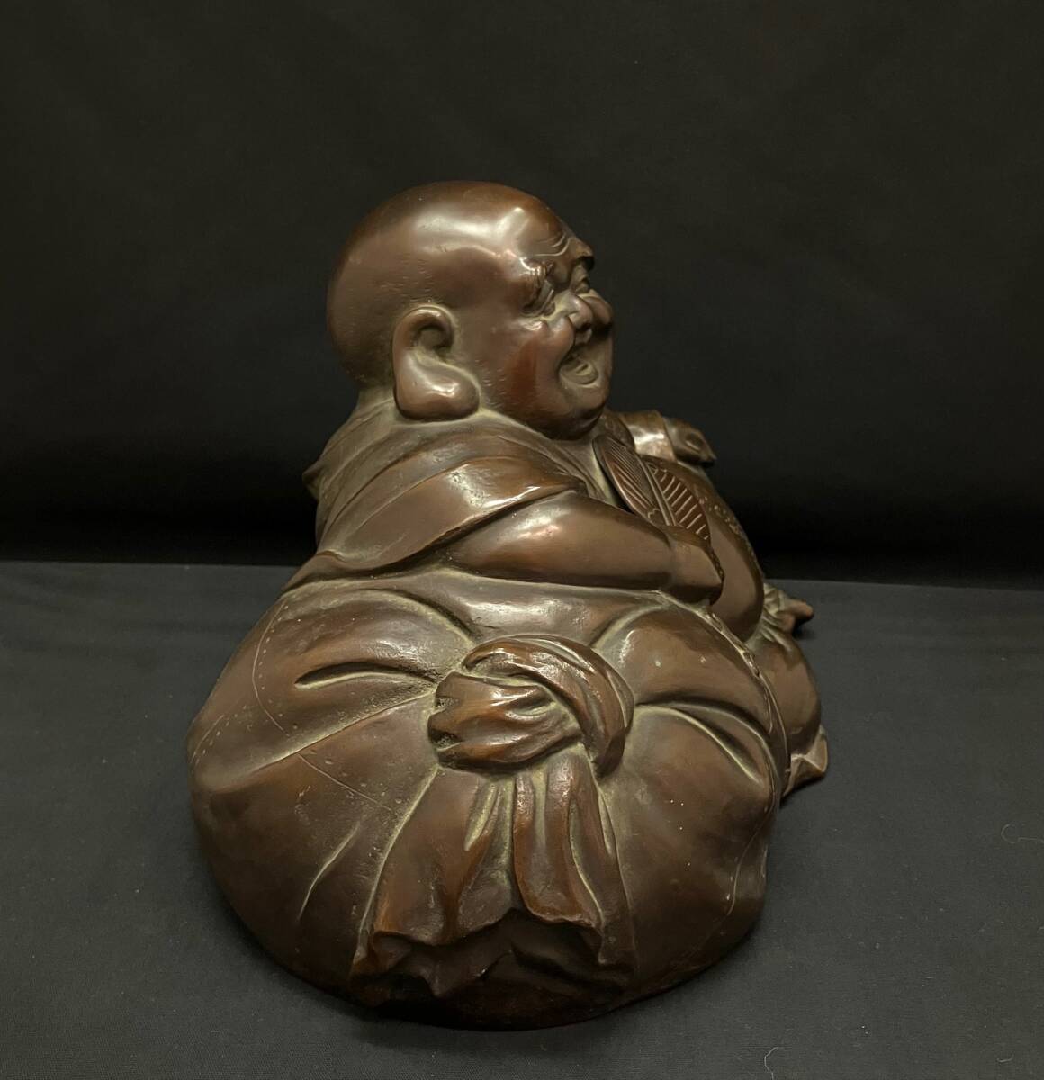 銅製 金工師 清風作 仏像 布袋孫 布袋様 置物 6.05kg 装飾品 唐銅