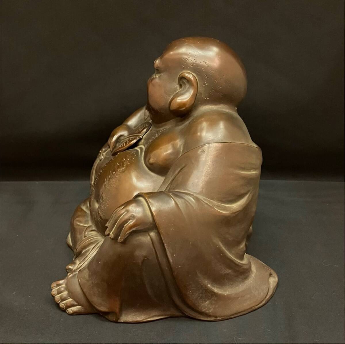 銅製 金工師 清風作 仏像 布袋孫 布袋様 置物 6.05kg 装飾品 唐銅