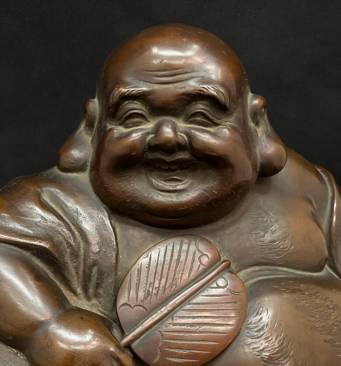 銅製 金工師 清風作 仏像 布袋孫 布袋様 置物 6.05kg 装飾品 唐銅