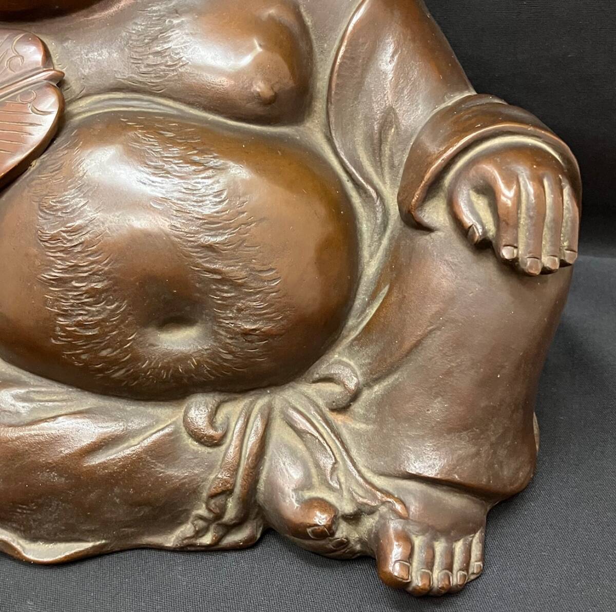 銅製 金工師 清風作 仏像 布袋孫 布袋様 置物 6.05kg 装飾品 唐銅