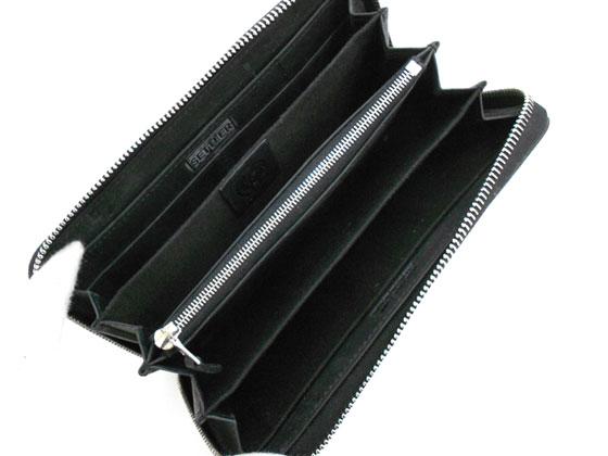 セトラー ラウンドファスナー長財布 レザー　ブラック