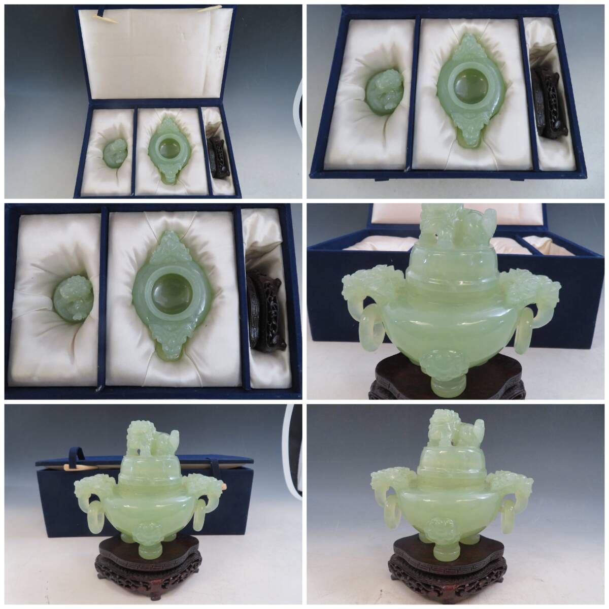 超希少☆時代物】新仙玉香炉 岩玉香炉 玉石 翡翠 獅子 中国 美術工芸