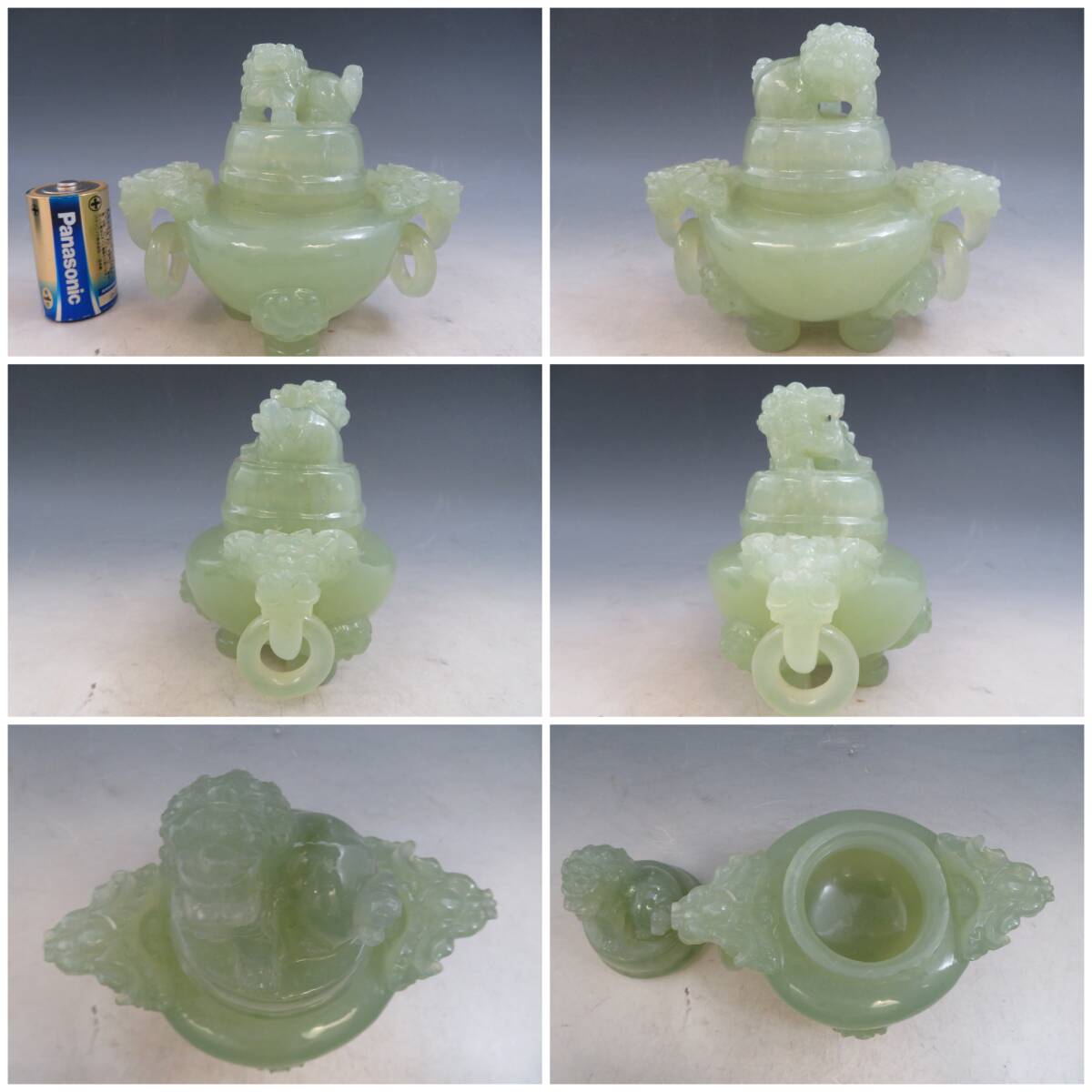 超希少☆時代物】新仙玉香炉 岩玉香炉 玉石 翡翠 獅子 中国 美術工芸