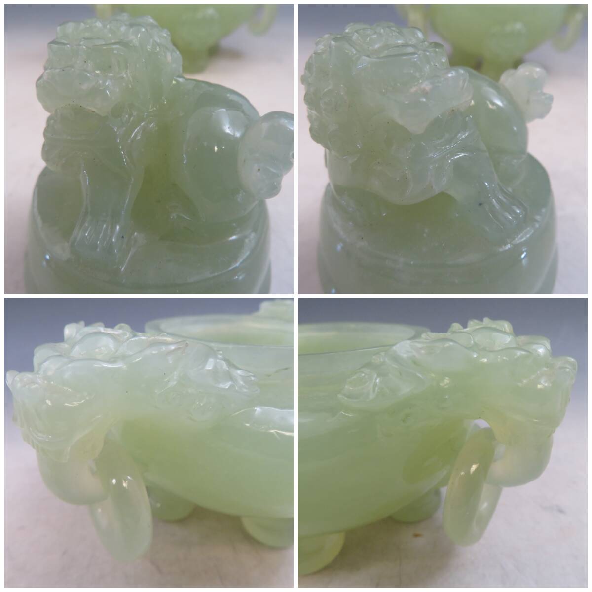 超希少☆時代物】新仙玉香炉 岩玉香炉 玉石 翡翠 獅子 中国 美術工芸