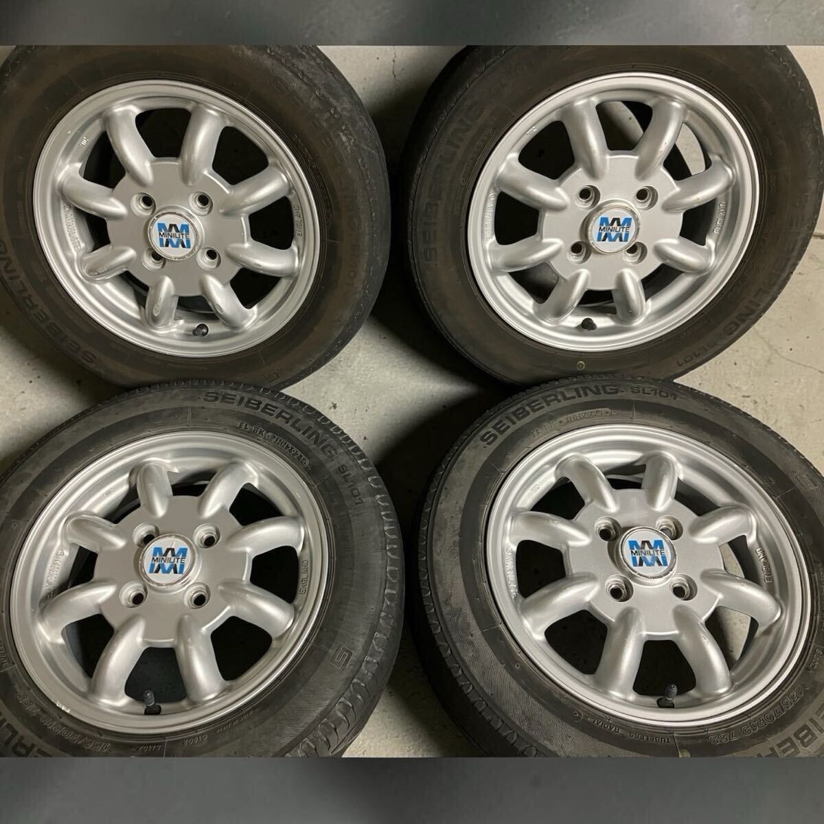 ミニライト 13インチ 4J+45 4穴 PCD100 ハブ径59 スバル 純正 R13