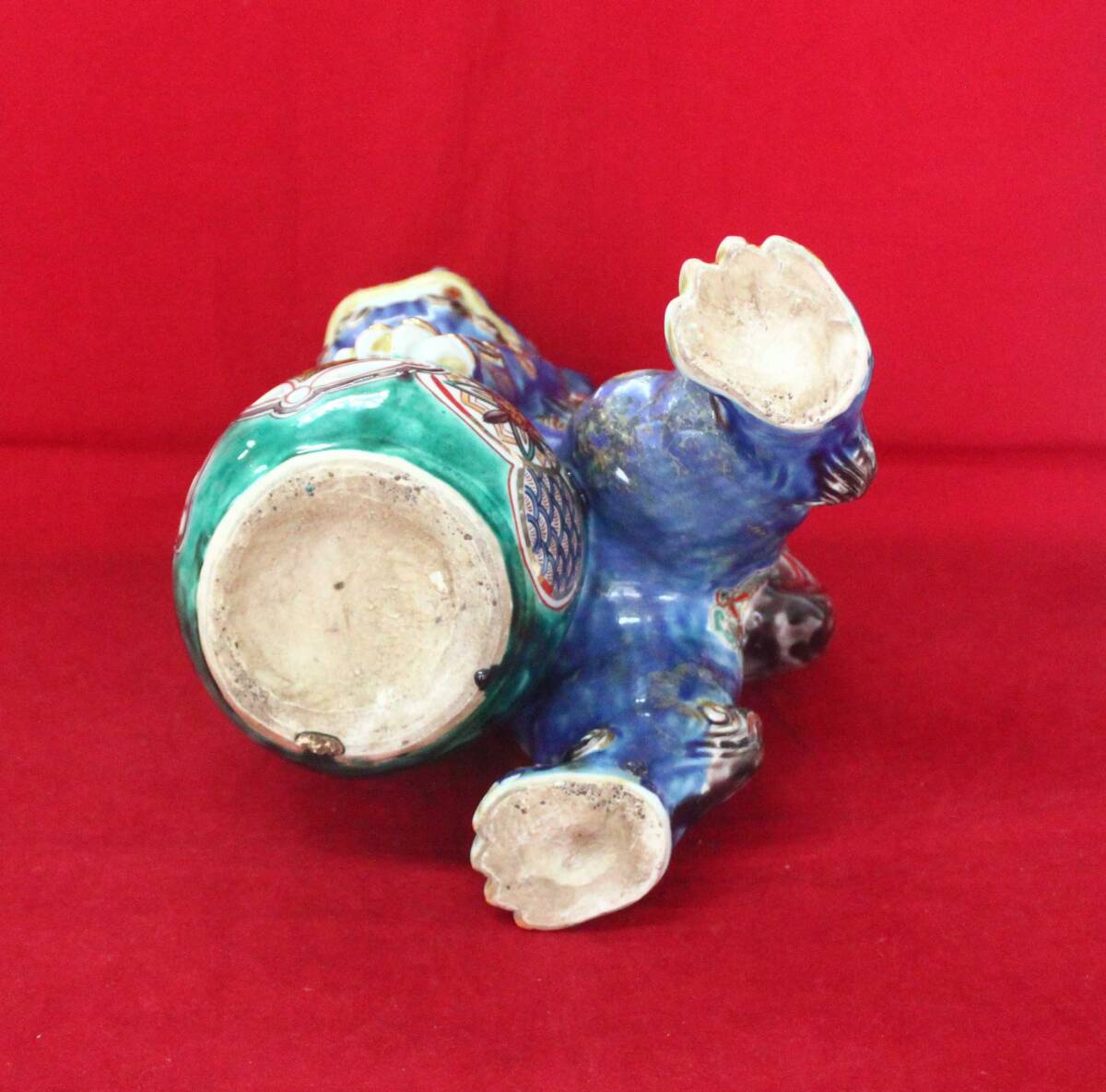 九谷焼 須栄義 玉乗り獅子 置物 高42cm 色絵金彩 縁起 陶芸【MB702】 九谷焼風 唐獅子 置物 高さ約24cm 玉乗り獅子 色絵 金彩 縁起物 魔除け