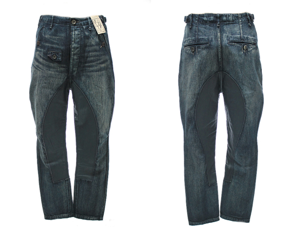 未使用★KAPITAL KOUNTRY デニム x レザー VTG加工 乗馬パンツ 3