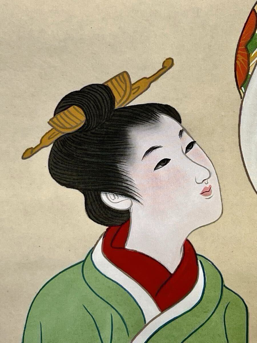 真作】【凰】鏑木清方「着物美人」肉筆 絹本 合箱 美人画 日本画 絵画
