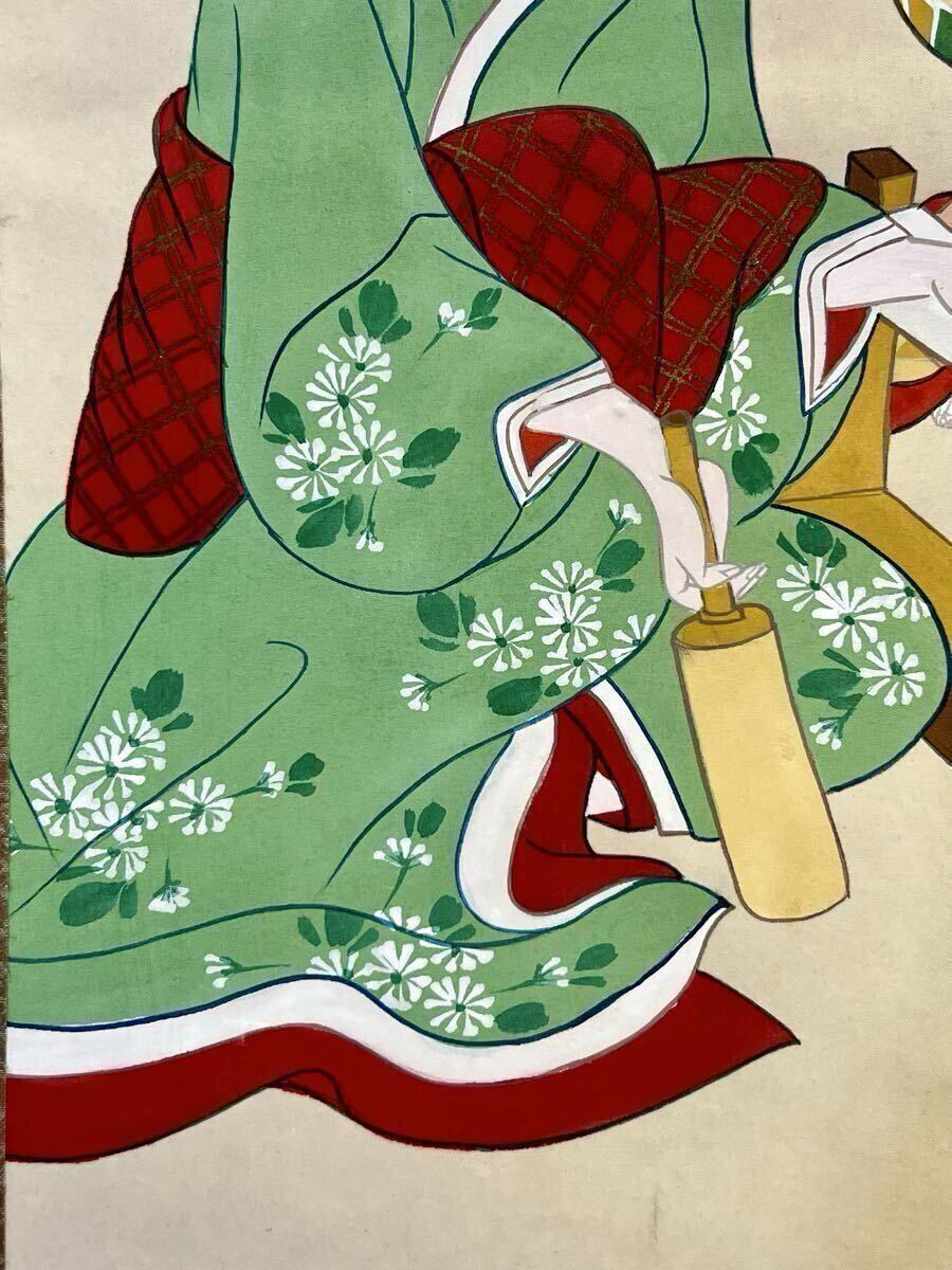 真作】【凰】鏑木清方「着物美人」肉筆 絹本 合箱 美人画 日本画 絵画