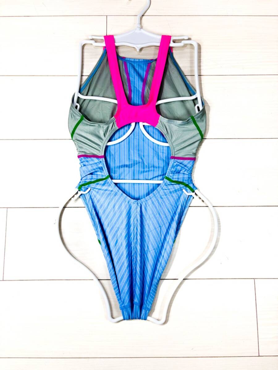 【希少】asics ハイドロSP 競泳水着 ハイレグ ネオンのお花柄 11アシックス女子競泳水着O☆旧ロゴ ハイドロSP デュアフローST