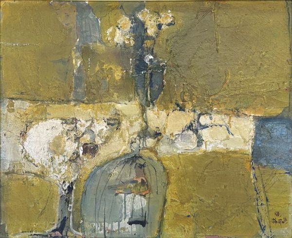 FCP】 真作保証 島田章三 油彩画15号 「黄色い卓上静物」 1963年作
