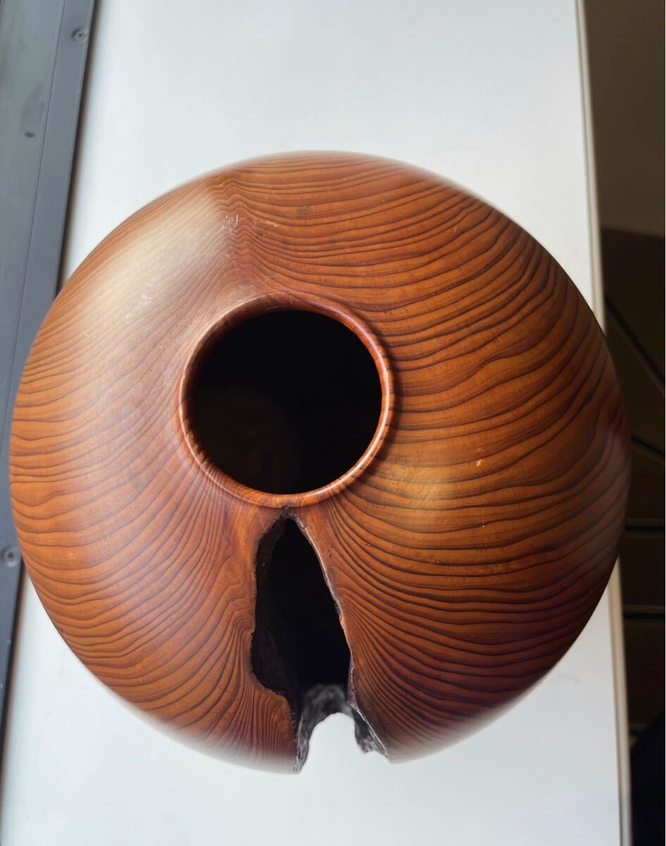屋久杉 工芸品 花入 木製 世界遺産 珍品 花瓶 インテリア 壺 花器 木工