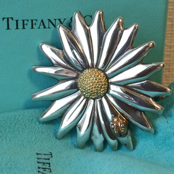 レア ティファニー Tiffany 銀 金 デイジー てんとう虫 ブローチ