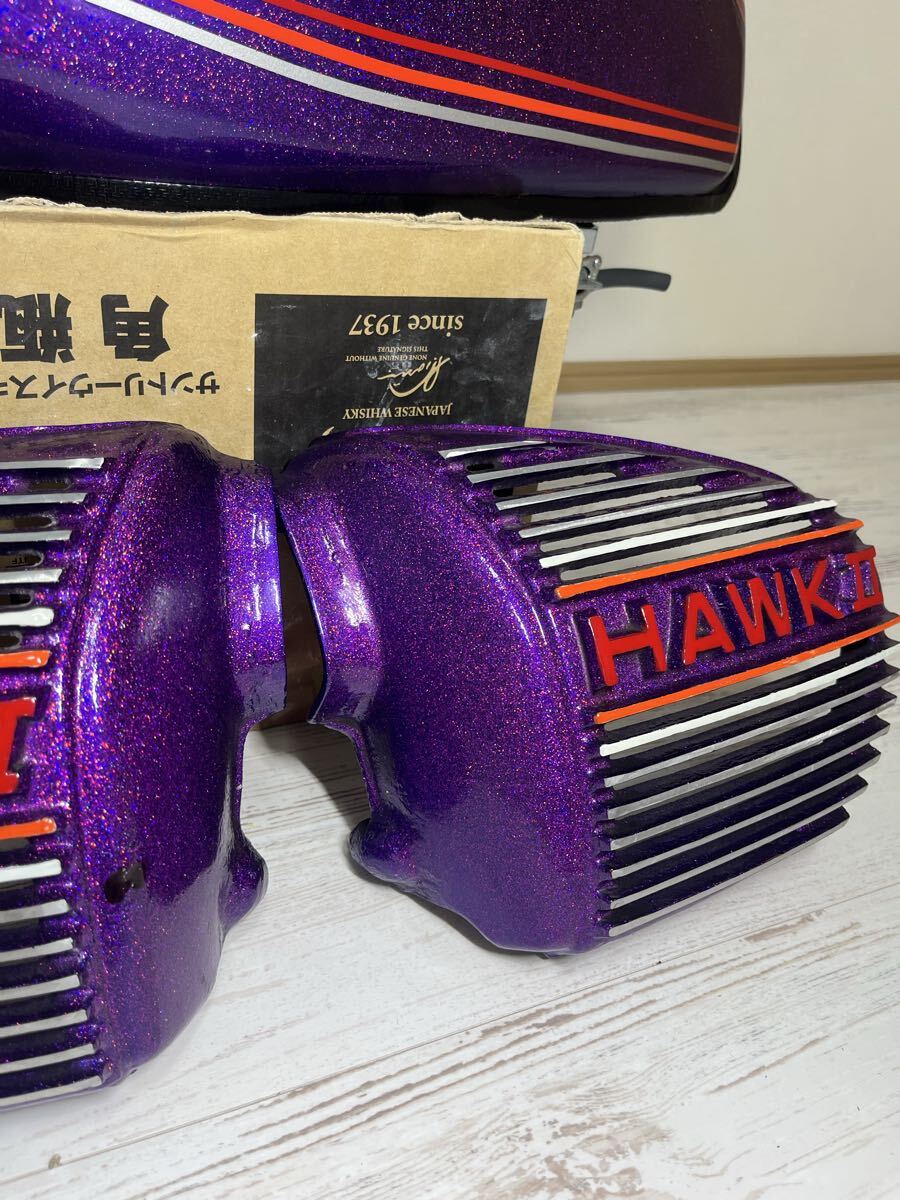HONDA HAWKⅡ ホーク2 タンク サイドカバー パープルラメ 当時物 外装