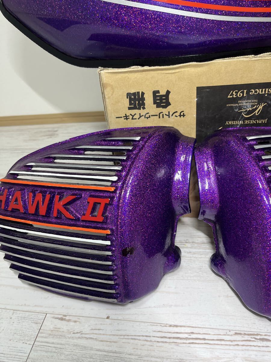 HONDA HAWKⅡ ホーク2 タンク サイドカバー パープルラメ 当時物 外装