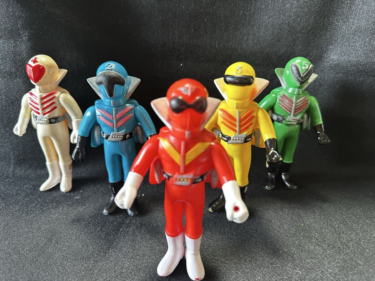 ま*ん様 当時物 秘密戦隊ゴレンジャー ソフビ 5体セット 秘密戦隊ゴレンジャー ソフビ人形 5体セット 当時物 昭和レトロ 昭和