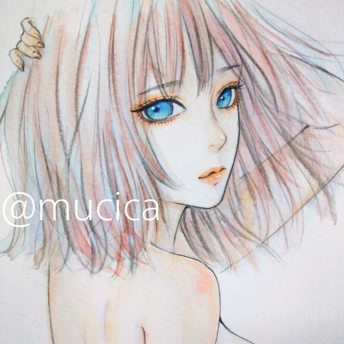 美人画 オリジナル 手描きイラスト 肉筆原画 絵画 水彩画 ドローイング