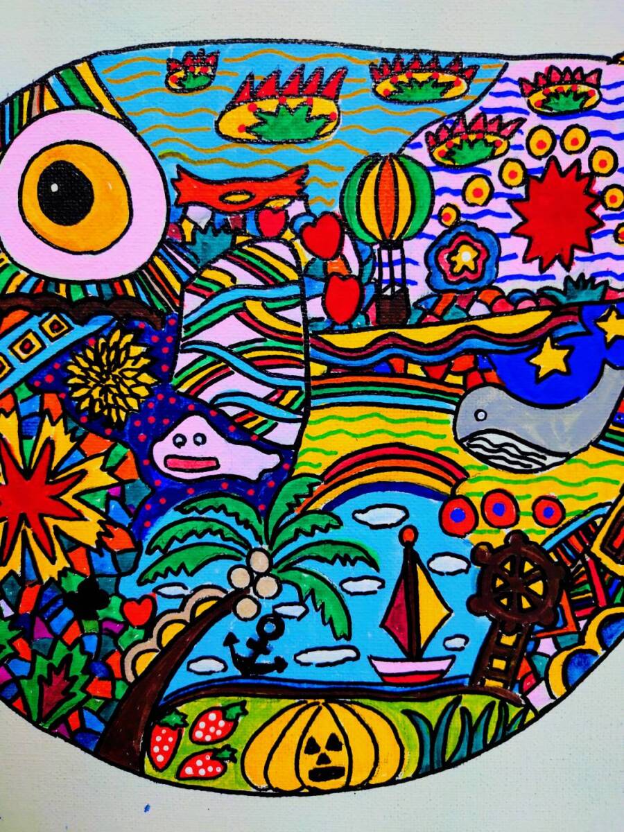 模写】ジミー大西【海（フグの親子）】手描き作品/人気作家/人気作品