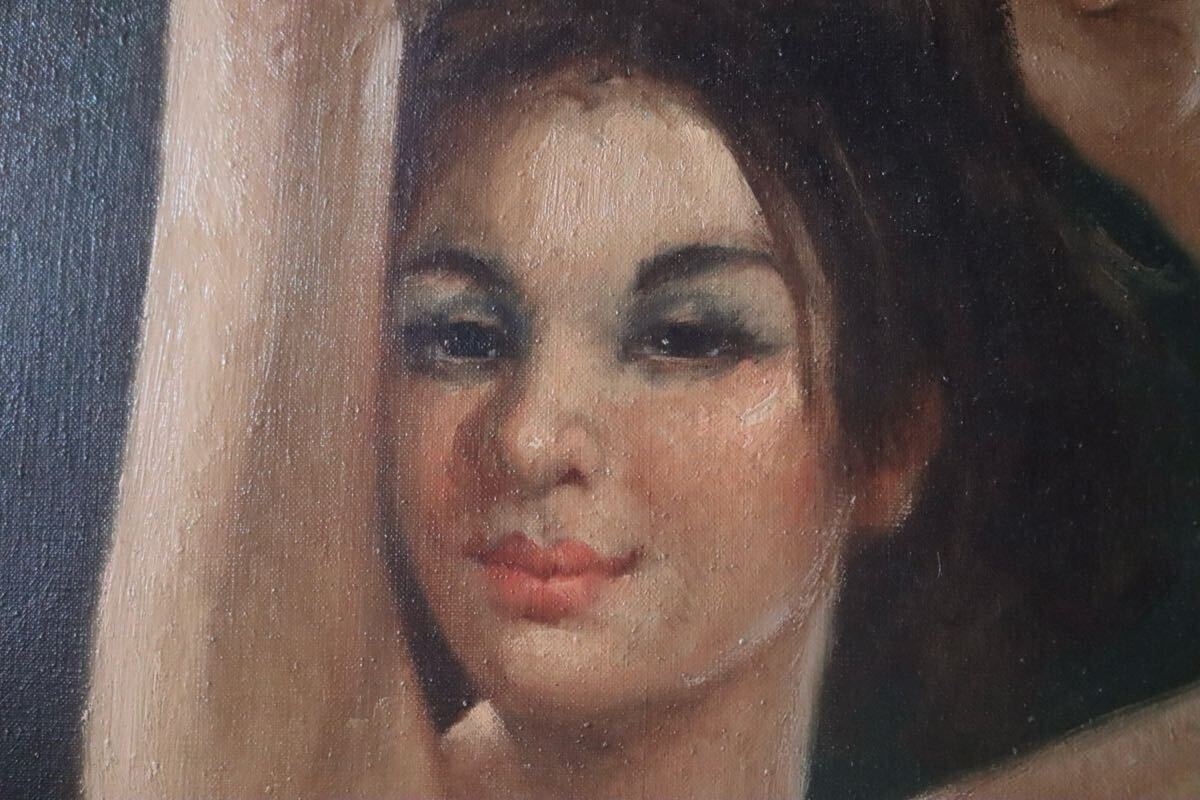 作者不明 絵画 74×86cm 女性像 裸婦 油絵 人物画 額装 絵画 壁掛け