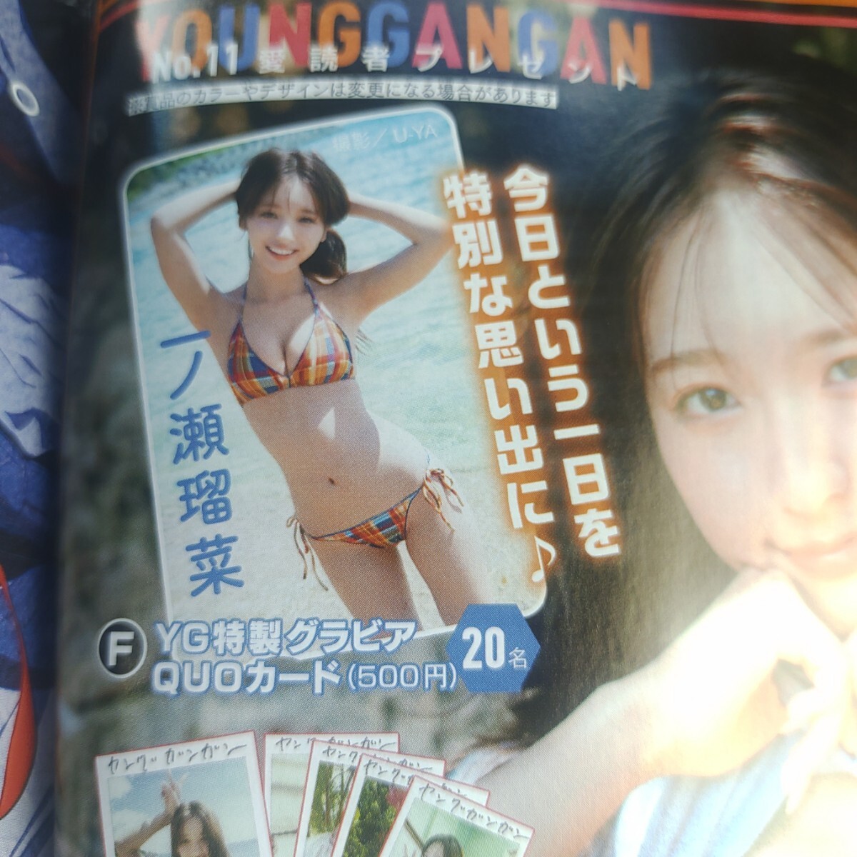 一ノ瀬瑠奈 サインチェキ懸賞応募ハガキ 3枚 ヤングガンガン(アイドル