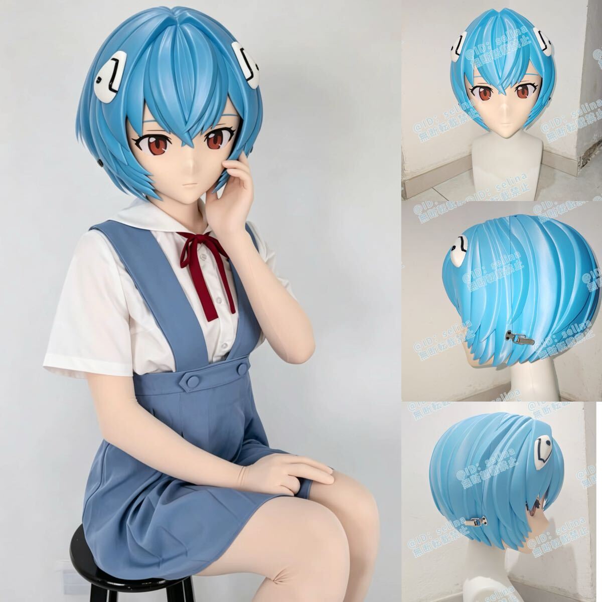 新世紀エヴァンゲリオン 綾波レイ 着ぐるみマスク　コスプレ　衣装セット 在庫あり 綾波レイ 硬質 全頭面 着ぐるみ マスク コスプレ