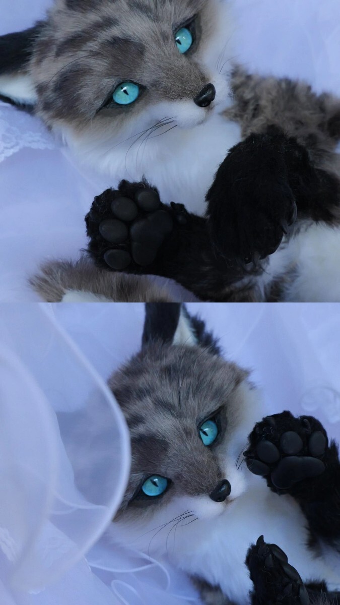 kemono-mania shiro ハンドメイド アートドール ぬいぐるみ キツネ