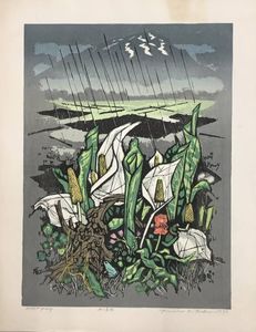 【真作】北岡文雄 木版画「面河渓の秋」1978年制作 直筆サイン 北岡文雄の値段と価格推移は？｜83件の売買データから北岡文雄の価値が
