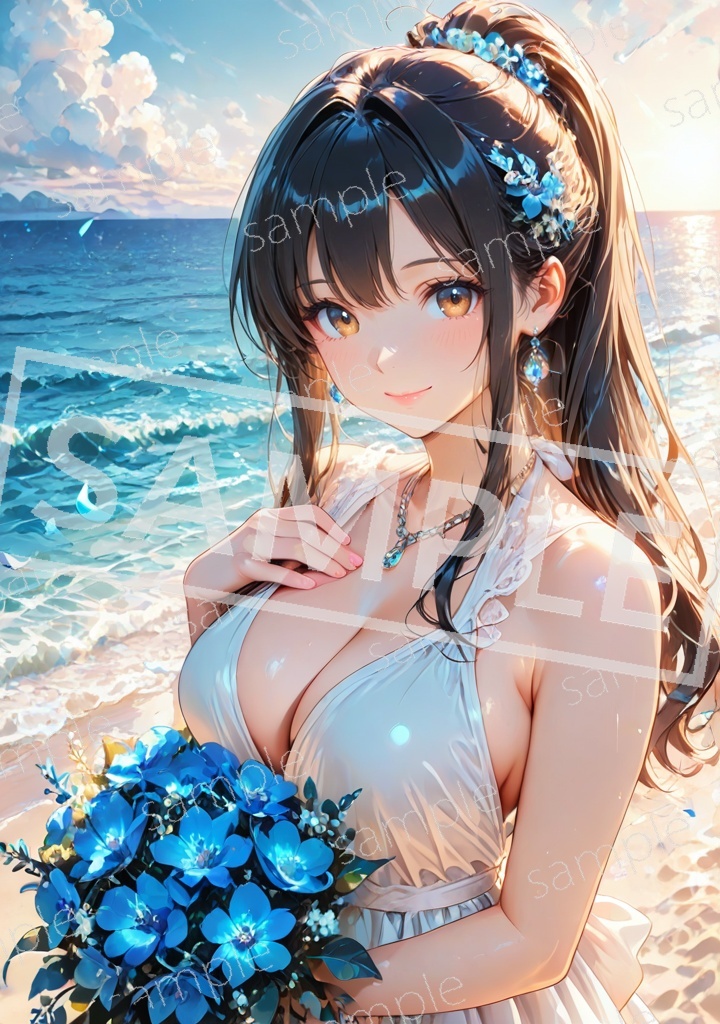 N3507 アートポスター オリジナル 一点物 A4 再出品無し 美女 アニメ