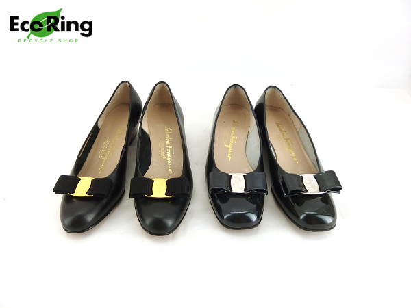 1円 フェラガモ ヴァラ エナメル 他 パンプス 計2点セット BA281